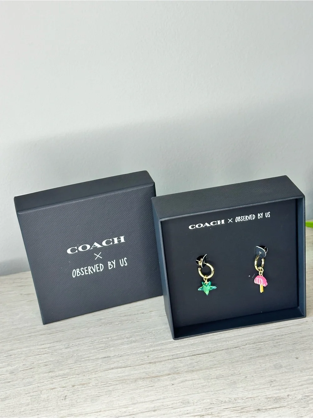 Coach Gold-Tone Hoop Earrings with Star & Mushroom Charms
